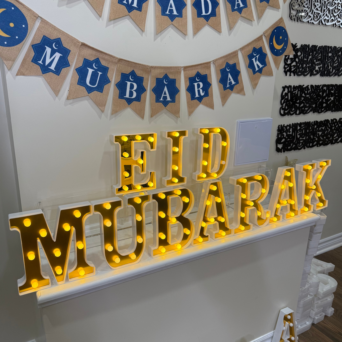 Remarkable Ramadan & Eid Mubarak 2-in-1 Gold LED Letter Lights