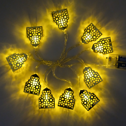 Glowing Golden Mosque LED String Lights (1.65 Meters)