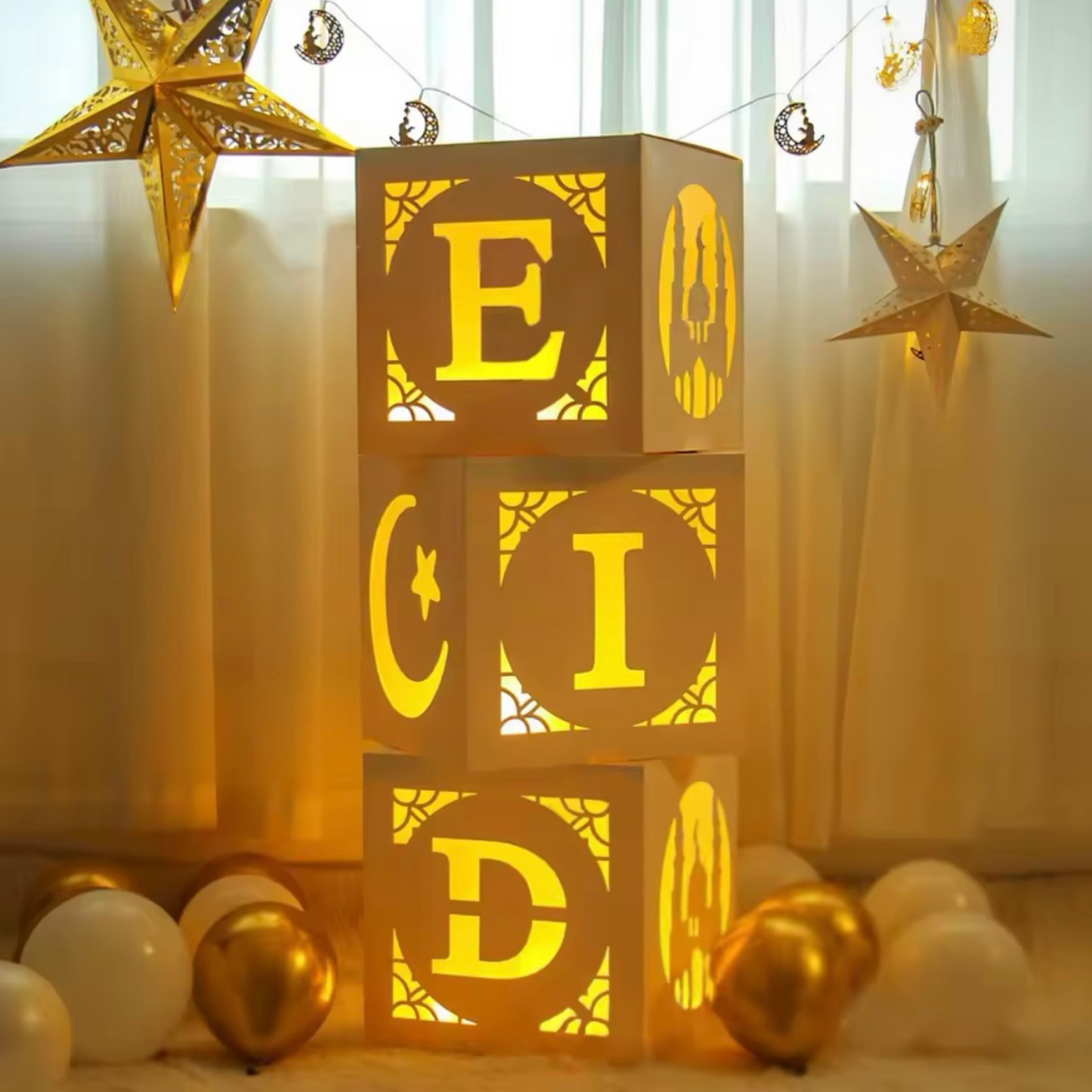 Illuminated Stackable Eid Decor Boxes (Set of 3)