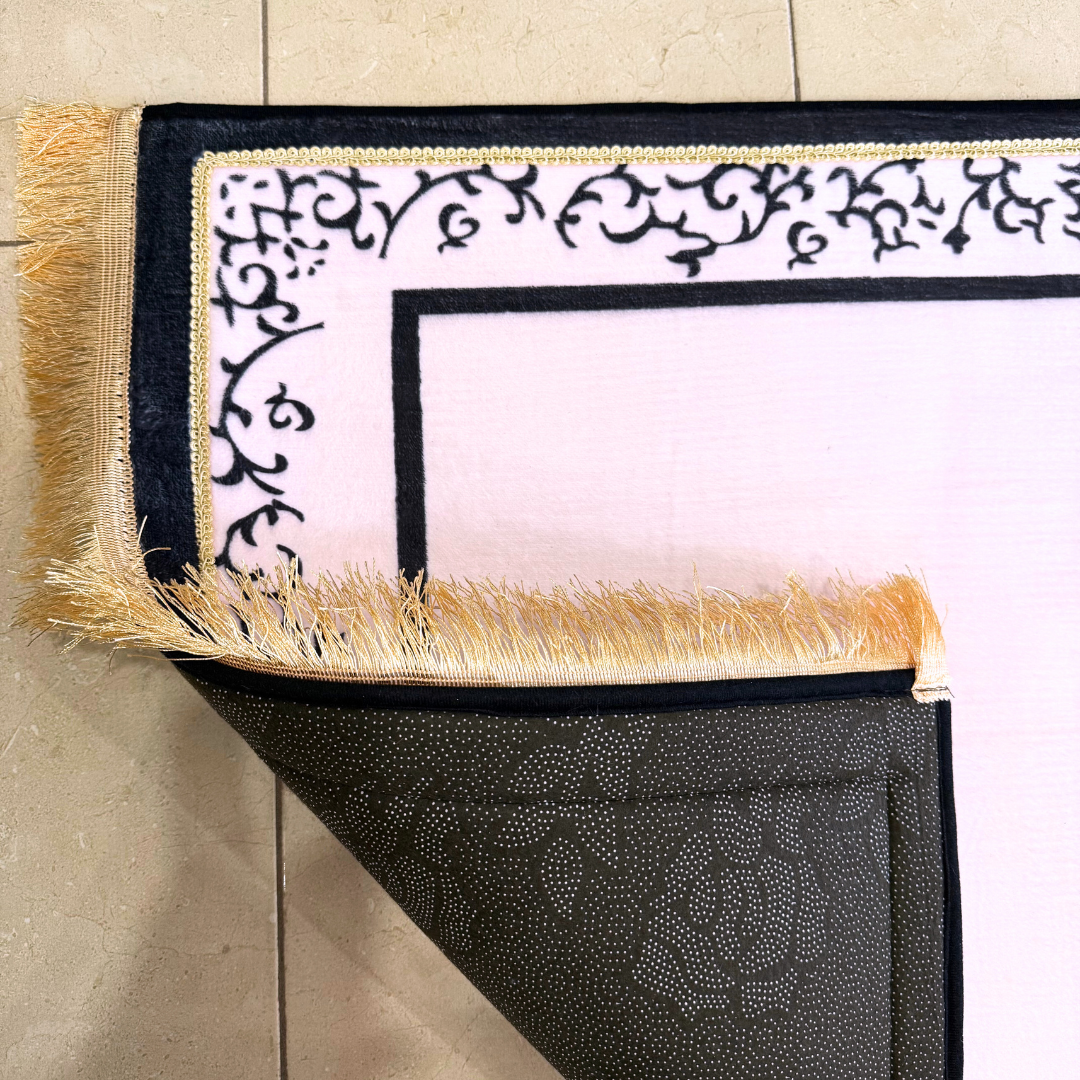 Baby Pink Mosque-Shaped Luxury Prayer Rug (Thick Cushioning & Long Size)