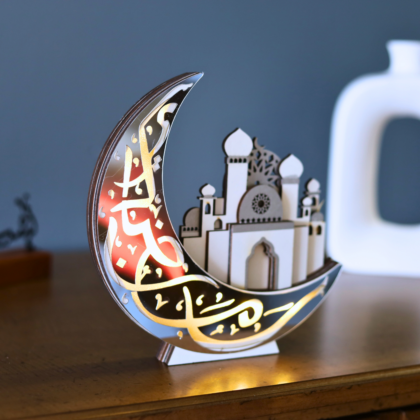 Glowing Crescent Moon & Mosque Centerpiece