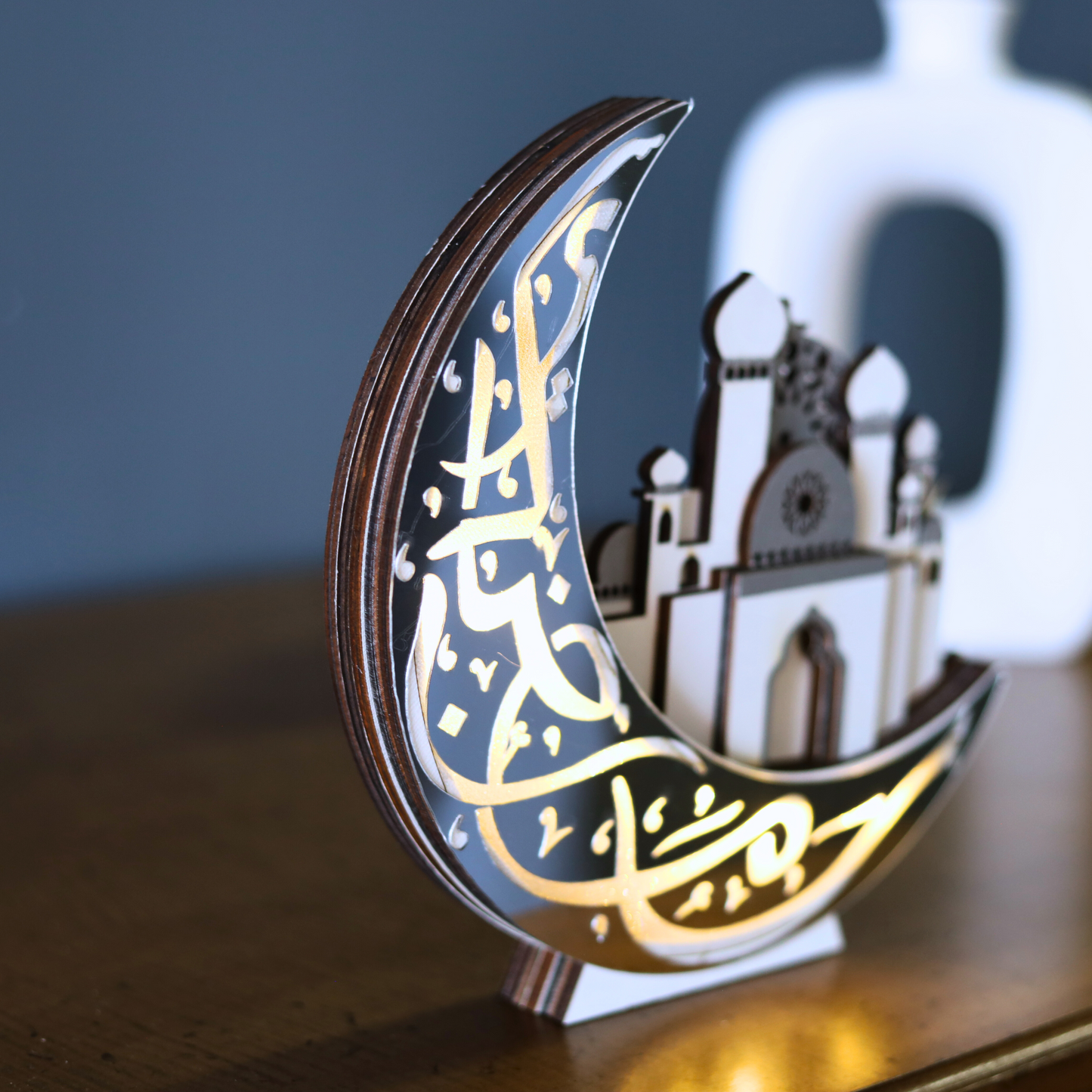 Glowing Crescent Moon & Mosque Centerpiece