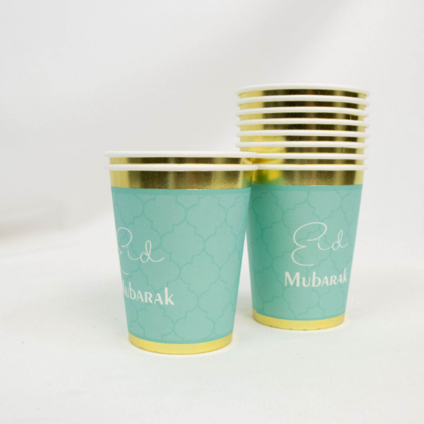 Elegant Eid Mubarak 30 Piece Dining Set – Baby Blue & Gold Tableware