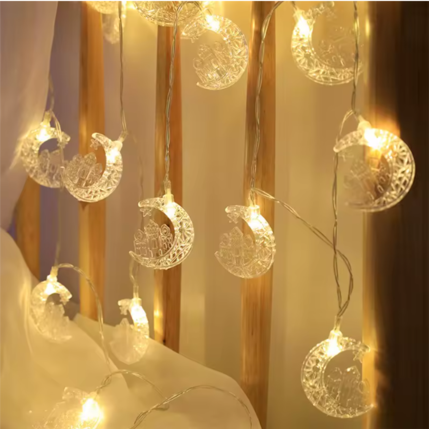 Long Ramadan Mosque & Star String Lights – Warm Glow Decorative Lighting (3.65 m)