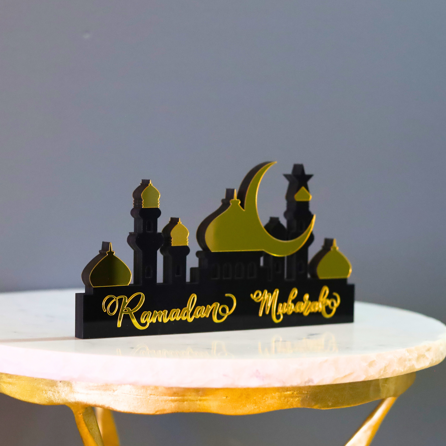 Stunning Ramadan Mubarak Two-Sided Mosque Table Decor