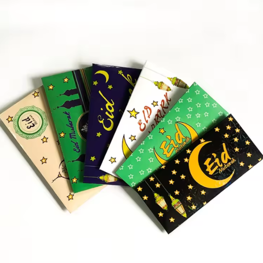 Eid Mubarak Money Envelopes – Set of 6 with Assorted Festive Designs