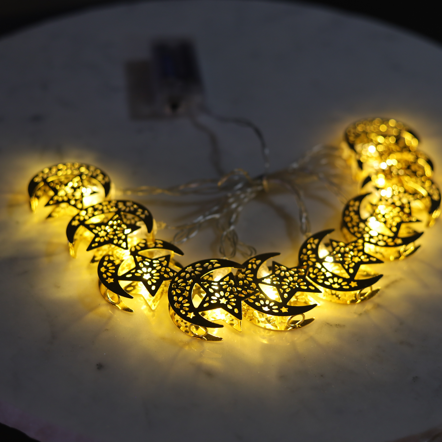 Iconic Golden Crescent Moon & Star LED String Lights (1.65 Meters)