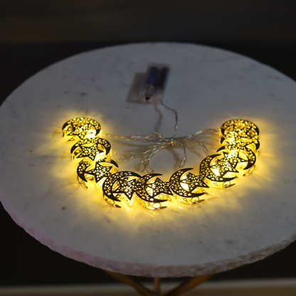 Iconic Golden Crescent Moon & Star LED String Lights (1.65 Meters)