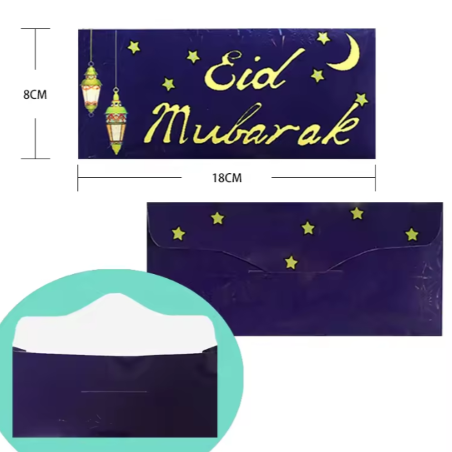 Eid Mubarak Money Envelopes – Set of 6 with Assorted Festive Designs