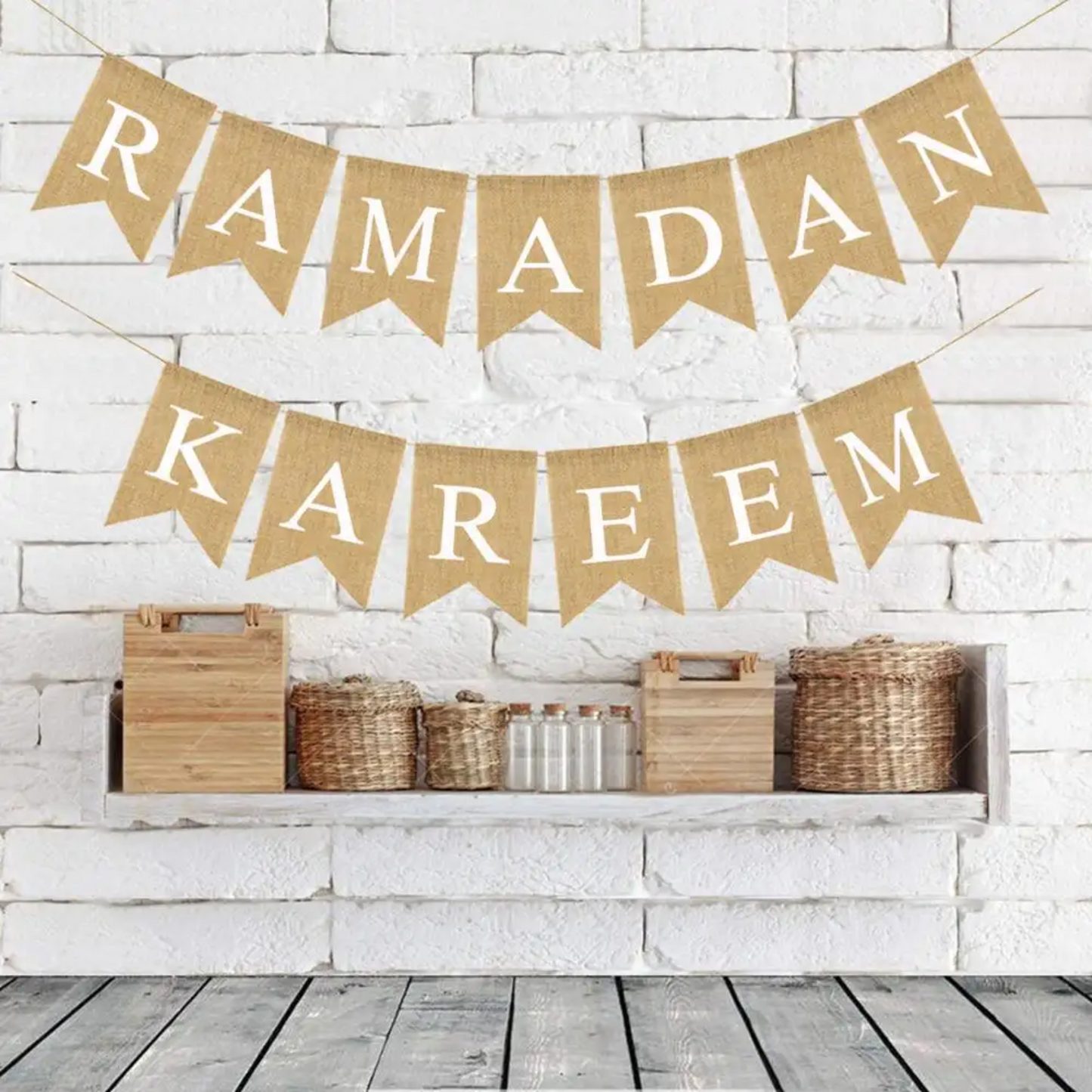 Ramadan Kareem Banner in Premium Flax Material (Set of 2)