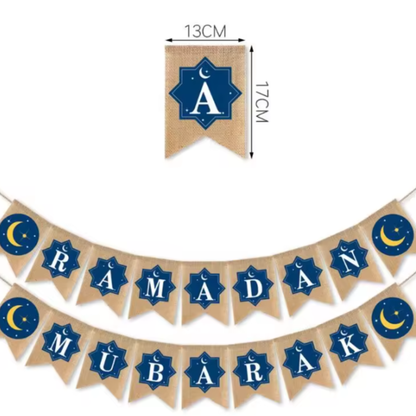 Ramadan Mubarak Banner in Premium Flax Material (Set of 2)