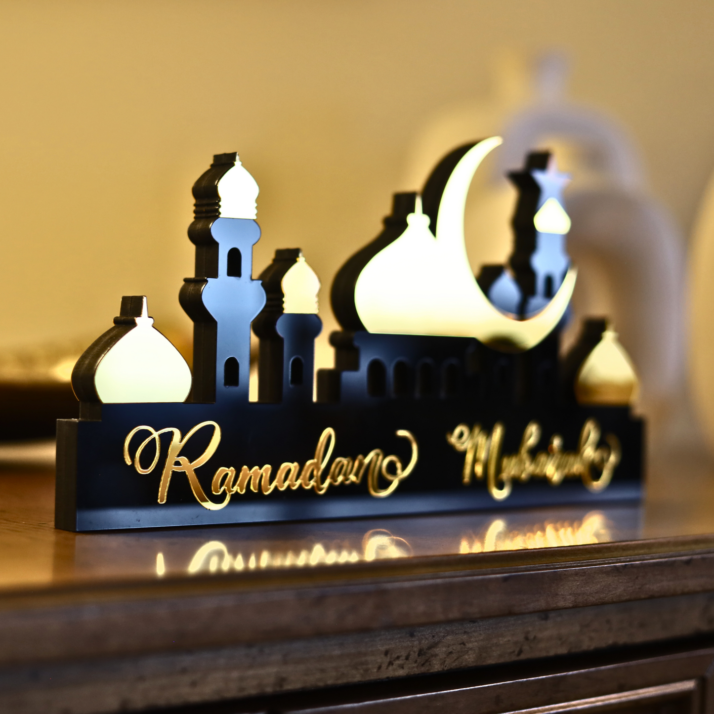 Stunning Ramadan Mubarak Two-Sided Mosque Table Decor