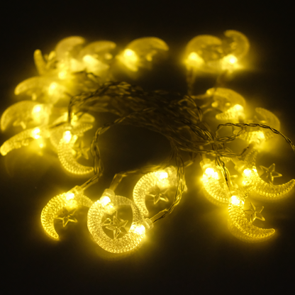 Beautiful Moon & Mosque LED String Lights with Warm Glow (3 Meters)