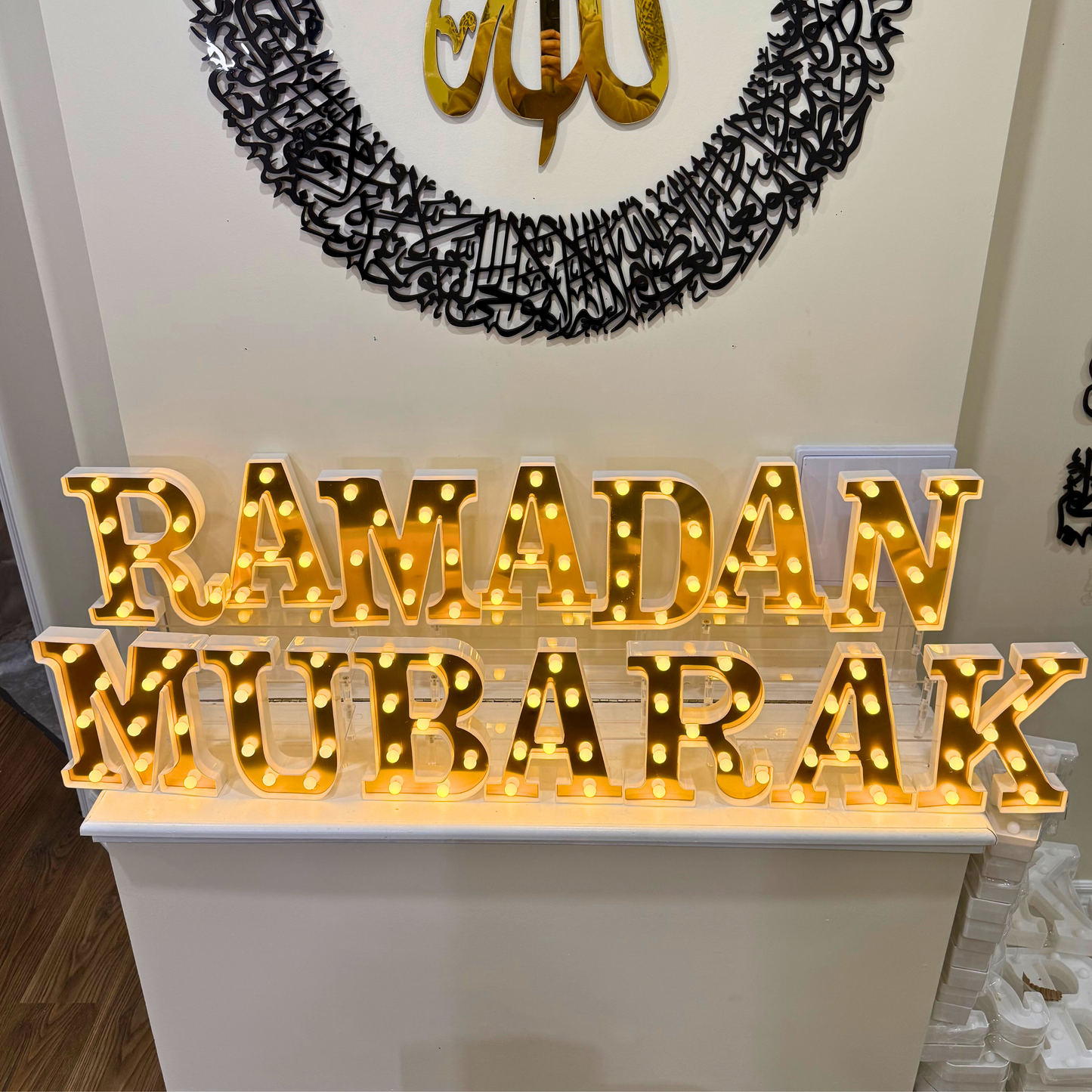 Remarkable Ramadan & Eid Mubarak 2-in-1 Gold LED Letter Lights
