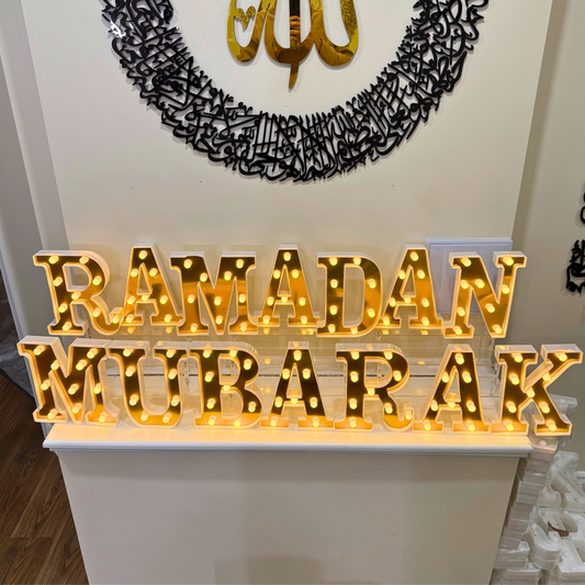 Remarkable Ramadan & Eid Mubarak 2-in-1 Gold LED Letter Lights