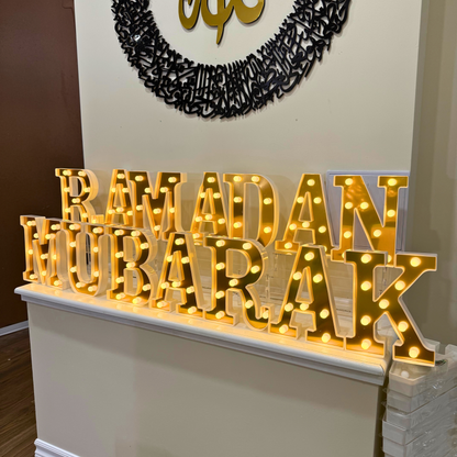 Remarkable Ramadan & Eid Mubarak 2-in-1 Gold LED Letter Lights