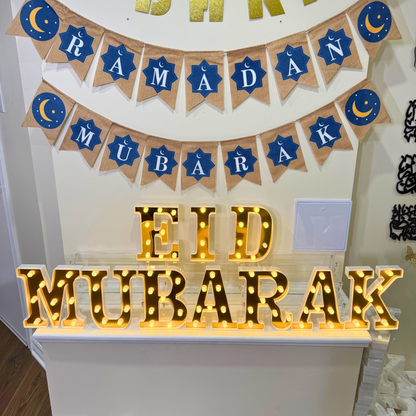 Remarkable Ramadan & Eid Mubarak 2-in-1 Gold LED Letter Lights