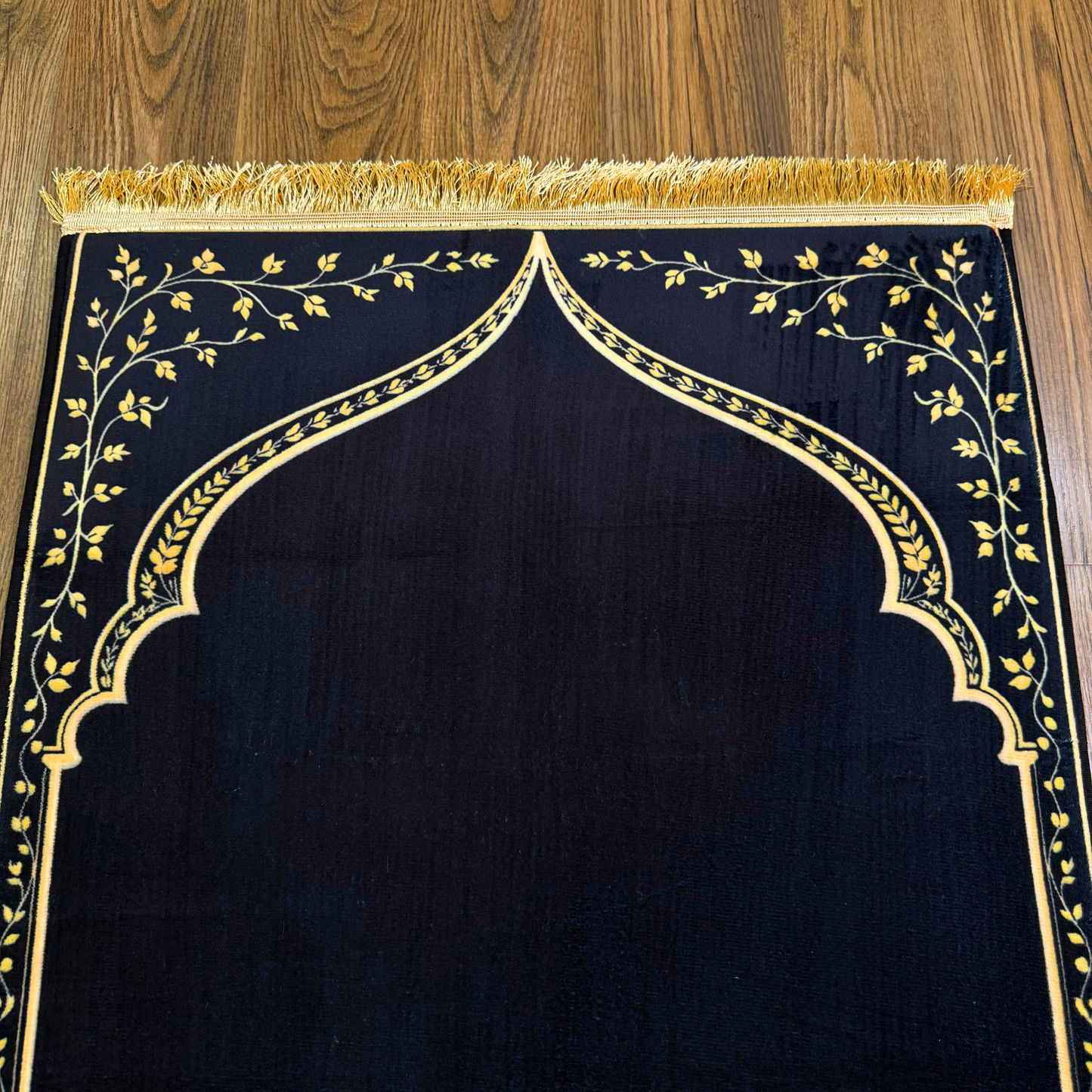 Royal Black & Gold Ergonomic Prayer Mat – Extra Thick for Knee Comfort
