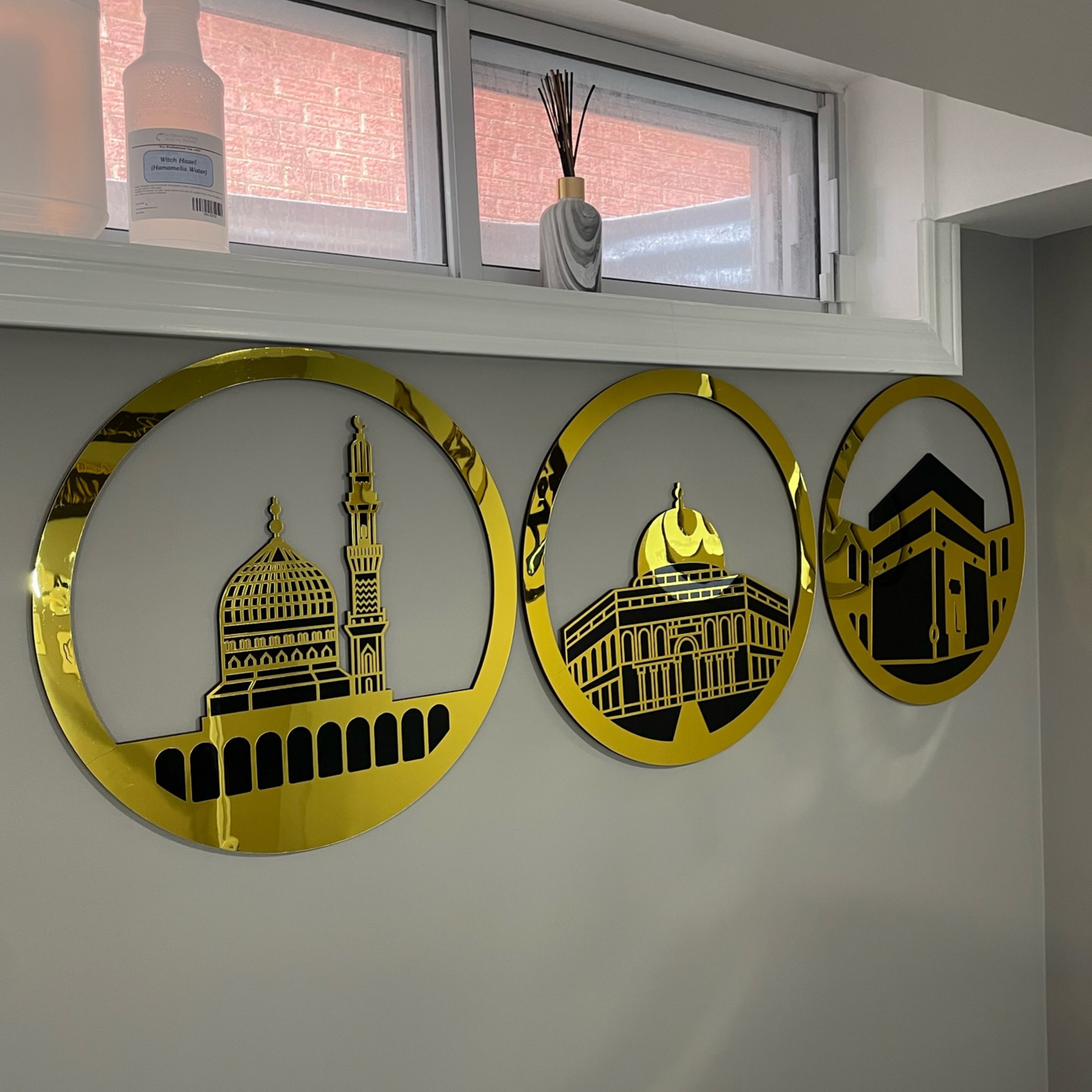 Circular Al-Aqsa, Kaaba and An-Nabawi Mosques Wall Art (Set of 3)