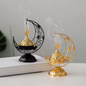 Elegant Gold & Black Moon-Shaped Metal Incense Burner Set of 2