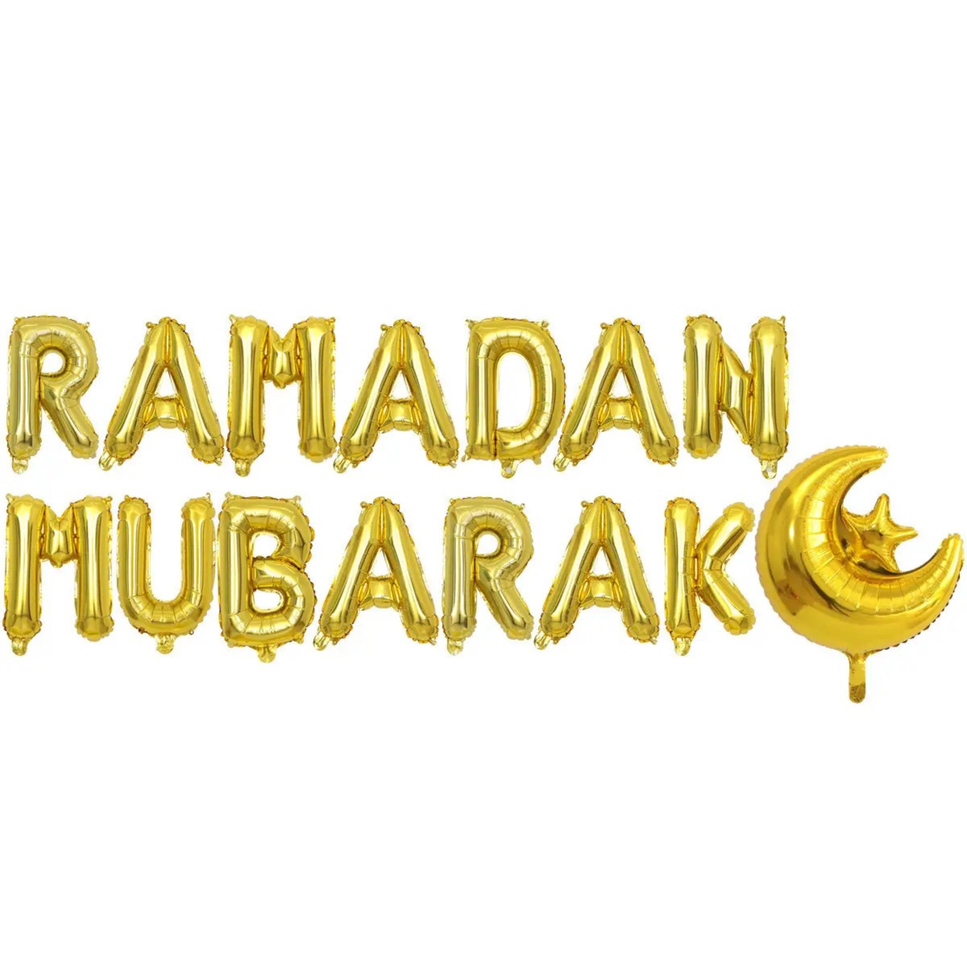 Ramadan Mubarak Golden Letters Balloons Kit