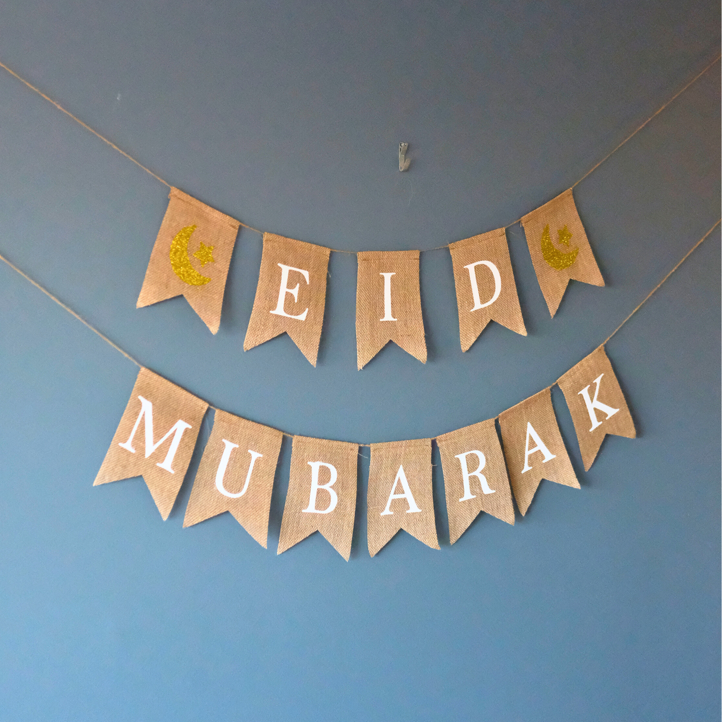 Eid Mubarak Banner in Premium Flax Material (Set of 2)