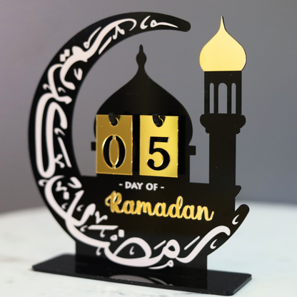 Gorgeous Ramadan Countdown Calendar with Black & Gold Mirror Finish