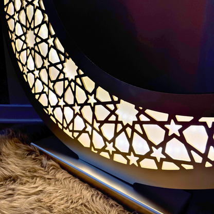 Extra-Large 100 cm Gold Ramadan Crescent with LED Lights – Luxury Statement Decor