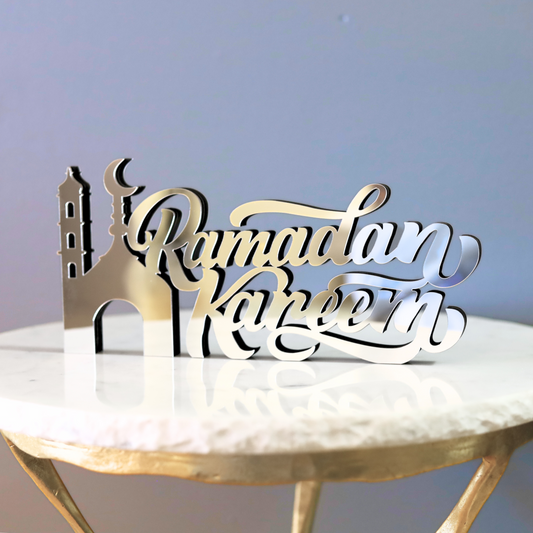 Stunning Ramadan Kareem Table Decor with Silver Mirror Finish