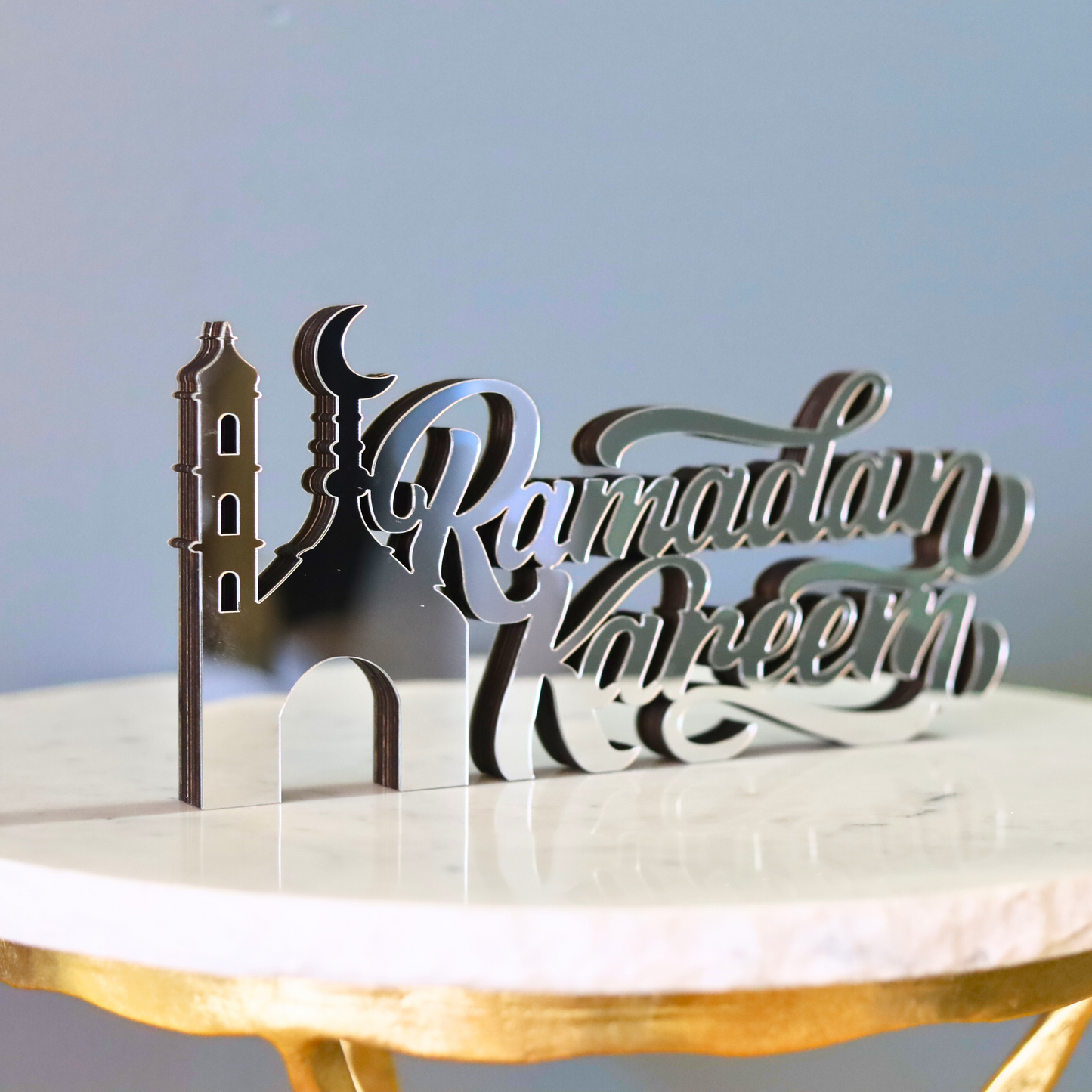 Stunning Ramadan Kareem Table Decor with Silver Mirror Finish