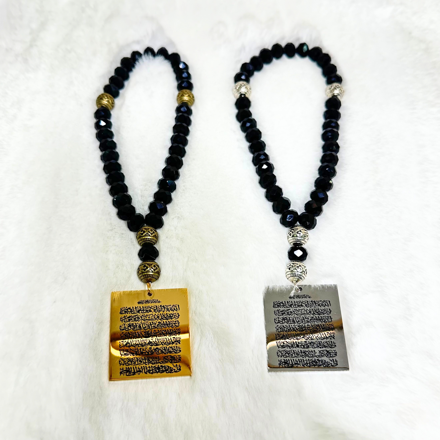 Car Pendant Set of 2 – Gold & Black Pendant with Silver & Black Pendant