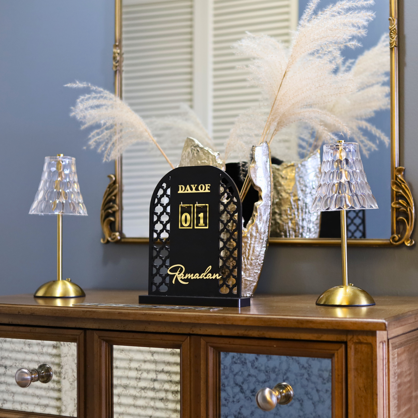 Luxury Ramadan Countdown Calendar – Thick Matte Black MDF Table Decor