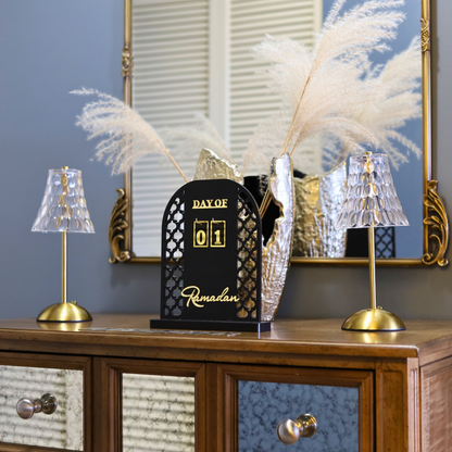 Luxury Ramadan Countdown Calendar – Thick Matte Black MDF Table Decor