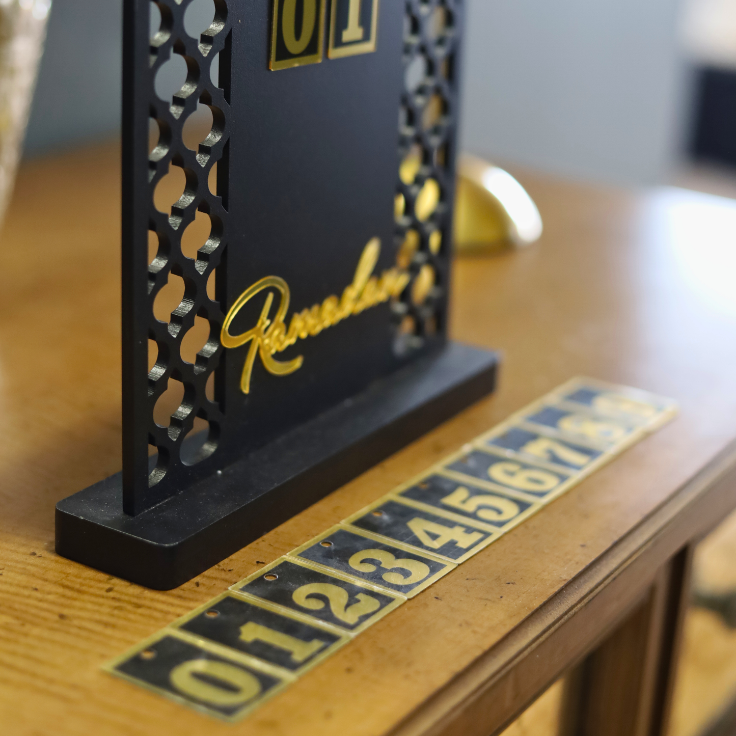Luxury Ramadan Countdown Calendar – Thick Matte Black MDF Table Decor
