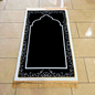 Black Mosque-Shaped Luxury Prayer Rug (Thick Cushioning & Long Size)