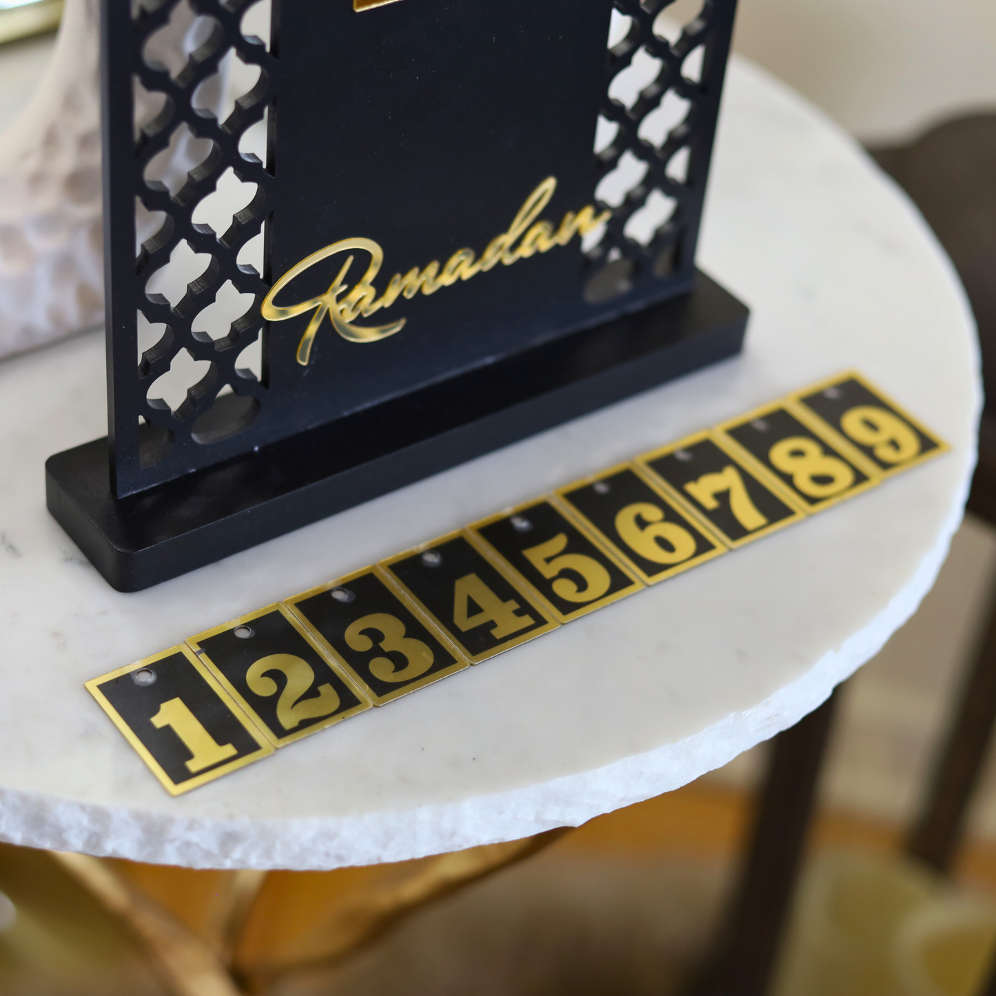 Luxury Ramadan Countdown Calendar – Thick Matte Black MDF Table Decor