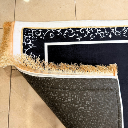 Black Mosque-Shaped Luxury Prayer Rug (Thick Cushioning & Long Size)