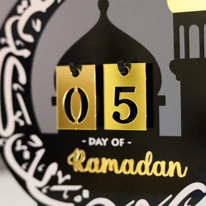 Gorgeous Ramadan Countdown Calendar with Black & Gold Mirror Finish