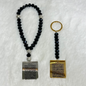 Car Pendant & Keychain Set of 2 – Black & Silver Pendant with Black & Gold Keychain