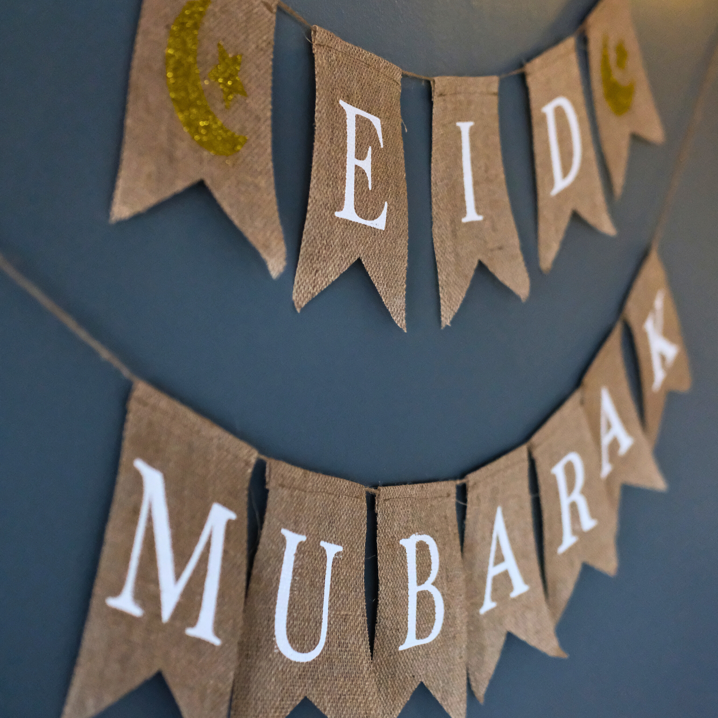 Eid Mubarak Banner in Premium Flax Material (Set of 2)