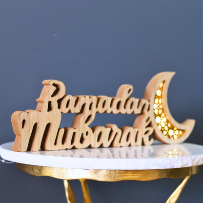 Thick Radiant Ramadan Mubarak Table Decor With LED Lights