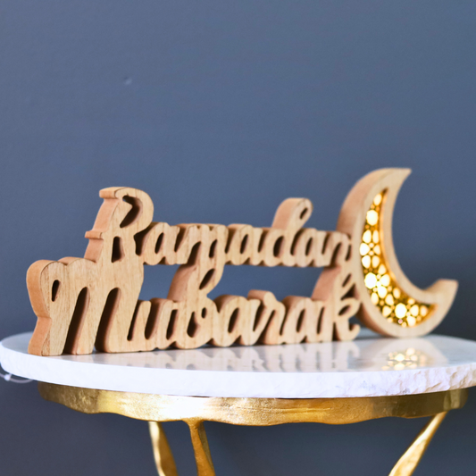 Radiant Thick Ramadan Mubarak Crescent Decor With Lights