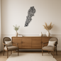 Map of Lebanon With Cities Engraved Calligraphy Wall Piece With Matte Black Finish (90 cm x 30 cm)