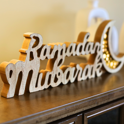 Thick Radiant Ramadan Mubarak Table Decor With LED Lights