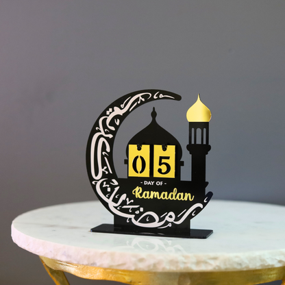 Gorgeous Ramadan Countdown Calendar with Black & Gold Mirror Finish