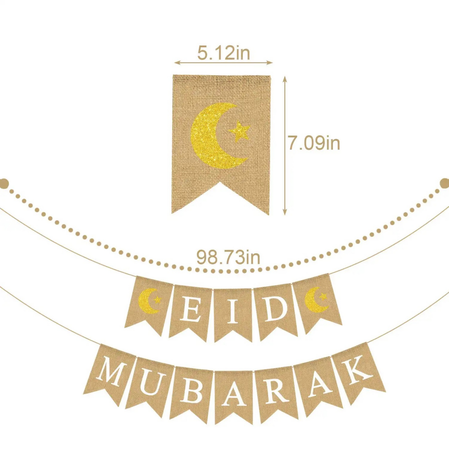 Eid Mubarak Banner in Premium Flax Material (Set of 2)