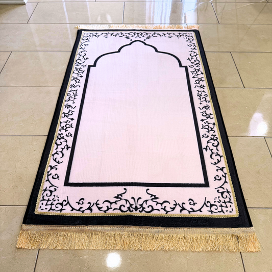 Baby Pink Mosque-Shaped Luxury Prayer Rug (Thick Cushioning & Long Size)