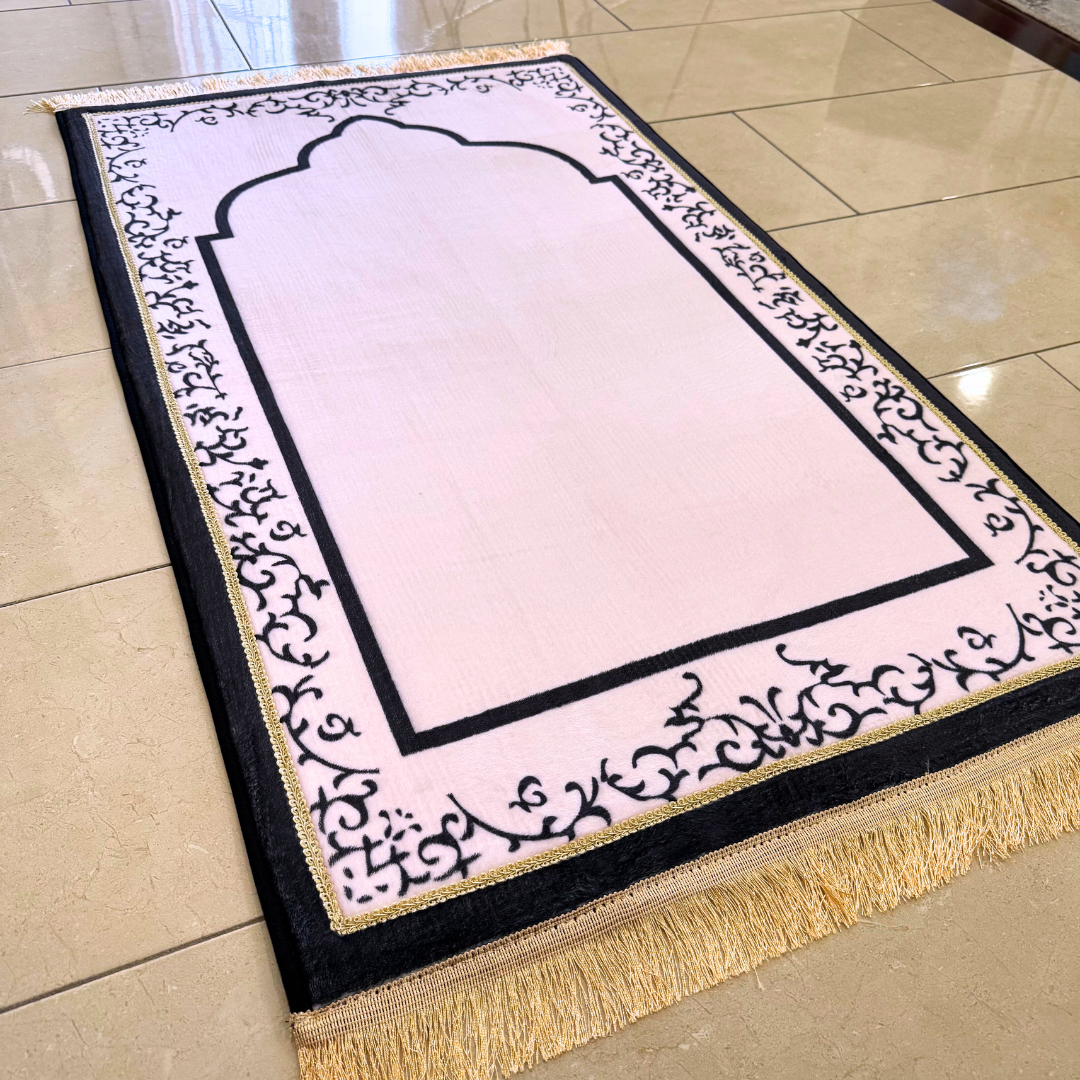 Baby Pink Mosque-Shaped Luxury Prayer Rug (Thick Cushioning & Long Size)