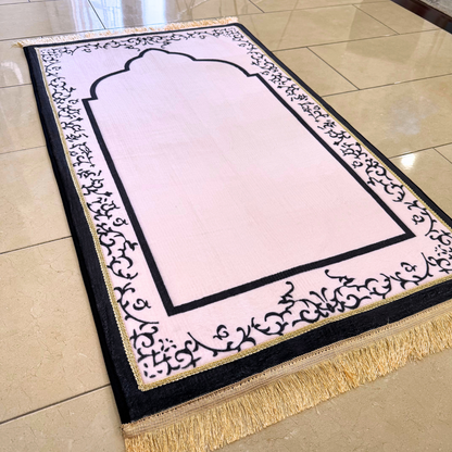 Baby Pink Mosque-Shaped Luxury Prayer Rug (Thick Cushioning & Long Size)