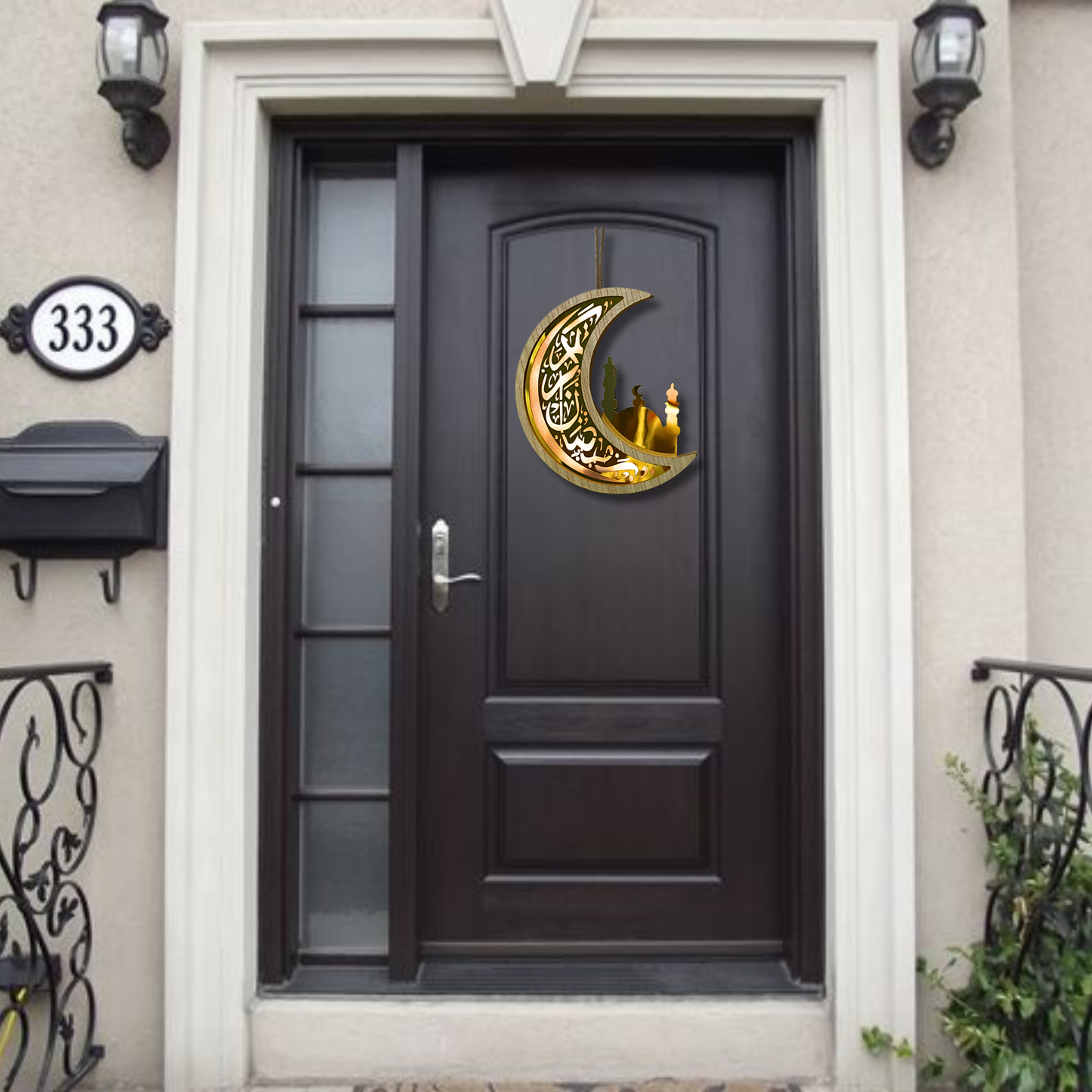 Eye-Catching Ramadan Kareem Door Hanger with Illuminated Crescent Moon